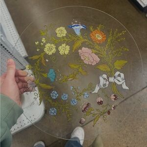 Vintage Signed Dorothy Thorpe Wildflowers and Ribbon Round Serving Platter